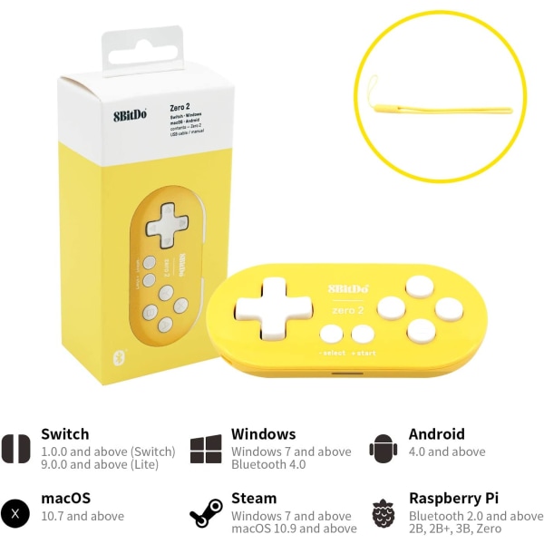 8Bitdo Zero 2 Bluetooth Trådløs Spillkontroll for Nintendo Switch