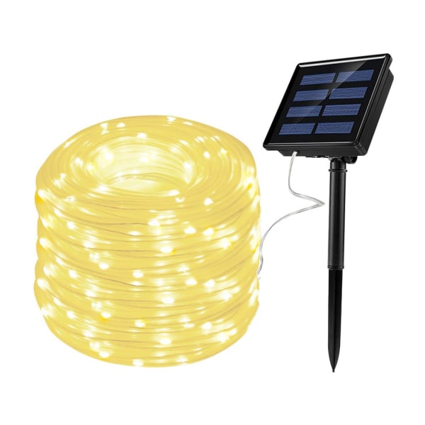 39,36 fot 100 LED solcelledrevne lyskjeder PVC-lys varm hvit lys