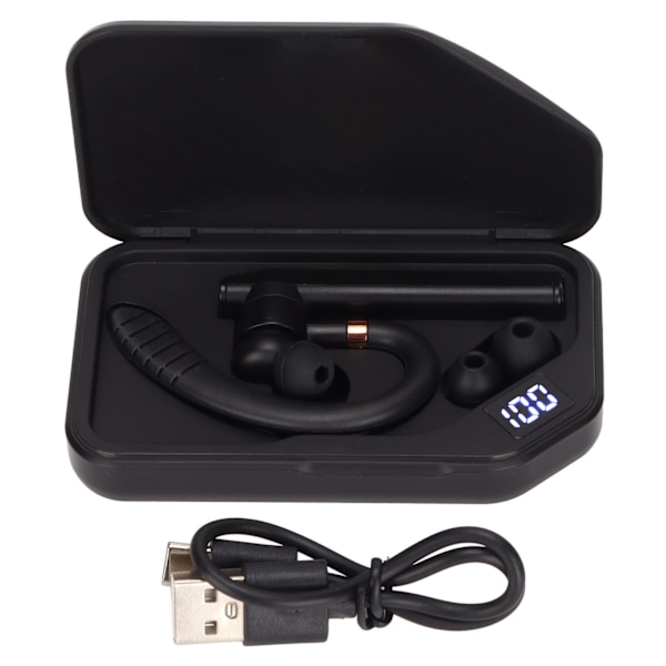 K3 Business Bluetooth-øretelefoner med støjreduktion, enkelt øre, der omslutter øret med opladningsetui (Jerry Chip Black Gold)