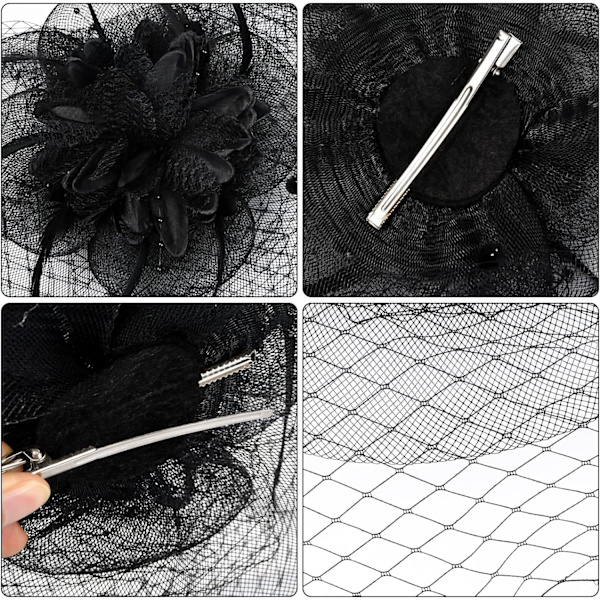 Mesh pandebånd hårtilbehør, bryllup mesh pandebånd fjer blomst klip white