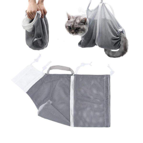Badväska för kattungar, nätpåse för dusch, hållare