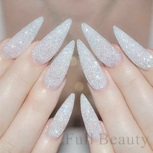 6 stk neglestickers Farver Glitter Sæt Efterår og Vinter Diamant in the Debris Pink Champagne Pailletter Negle Glitter Nail M