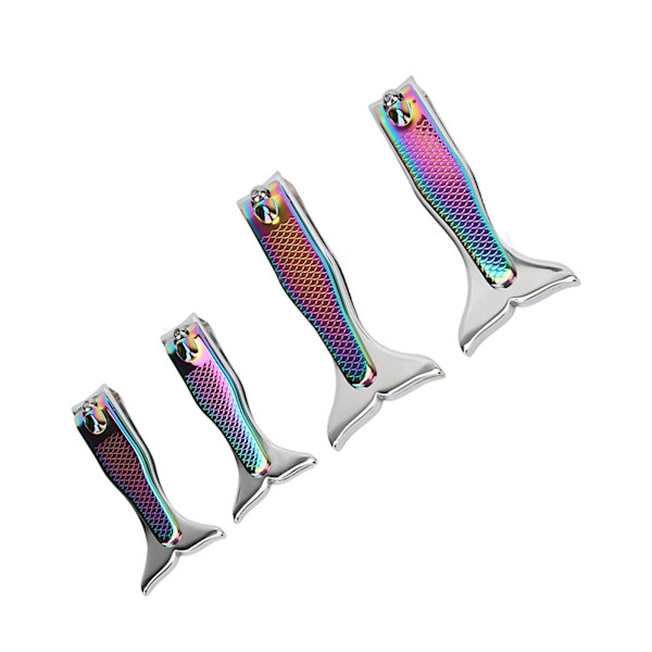 4-pack Nagelklippare med Fiskstjärtsdesign i Rostfritt Stål, Elektropläterad, Noggrann Klippning, Långt Handtag, Bärbar Nagelklippare
