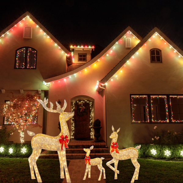 Julhjortbelysning God Jul Trädgård Jul Glödande Hjort A Set of Three with Lights