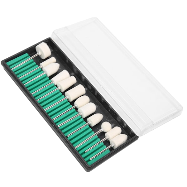 12 st Wool Felt Nagelfilnings- och Polerhuvud Bärbar Nagelfrässats Tillbehör