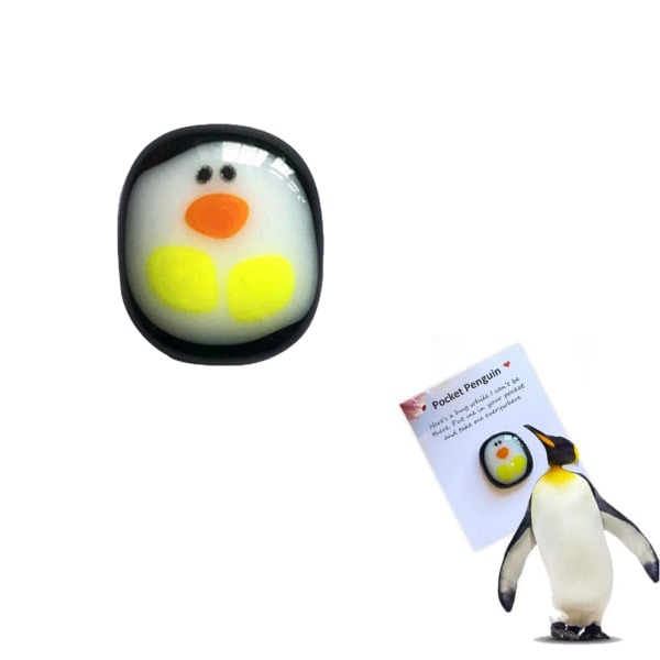 Pocket Penguin Glas Kram Penguin Mini Animal Pocket Kram Penguin Ornament med gratulationskort Söt djurpresent