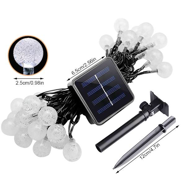 Solcelledækkede LED-lysstrenge med kugleformede lamper - 30 LED, 8 lysfunktioner