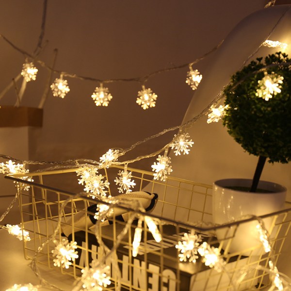 Snowflake Lighting Chain Christmas String Light LED Färgad Lampa Batterilåda String Lights 2M10led Warm Color-Battery