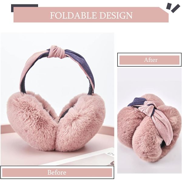 Öronmuffar Kvinnor Öronmuffar Vintertillbehör Fluffig Plysch Vikbara Vuxen Utomhus Termisk Öronvärmare pink-b