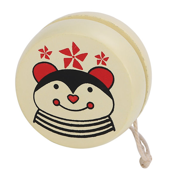 Söt tecknad trä-yo-yo boll leksak tidig utbildning leksak för barn (Bi)