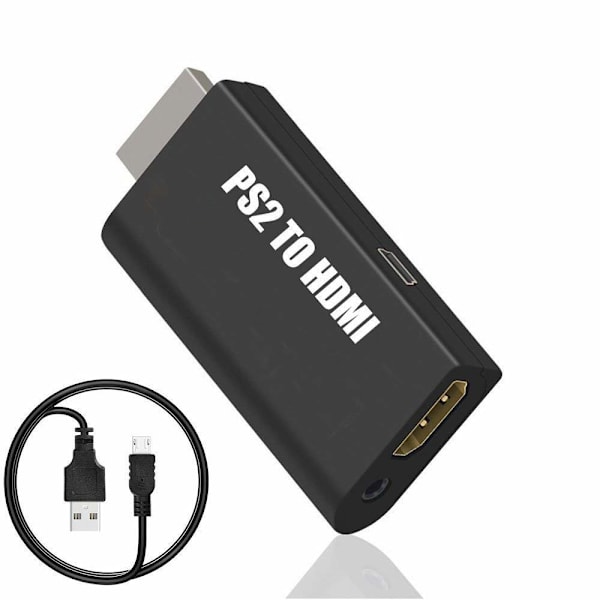 PS2 til HDMI-adapter med 3,5 mm lydoutput til HDTV/HDMI-skærme