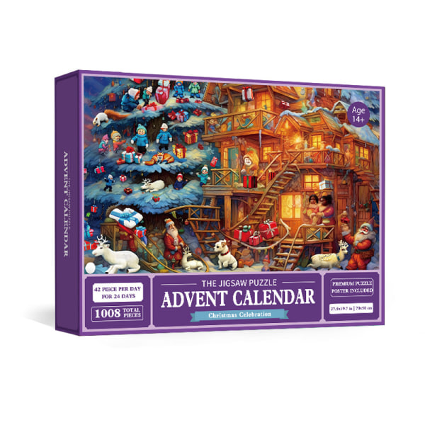 Nyt Christmas Creative Blind Box Puslespil 1008 Pieces Countdown 24 Partition Small Box B