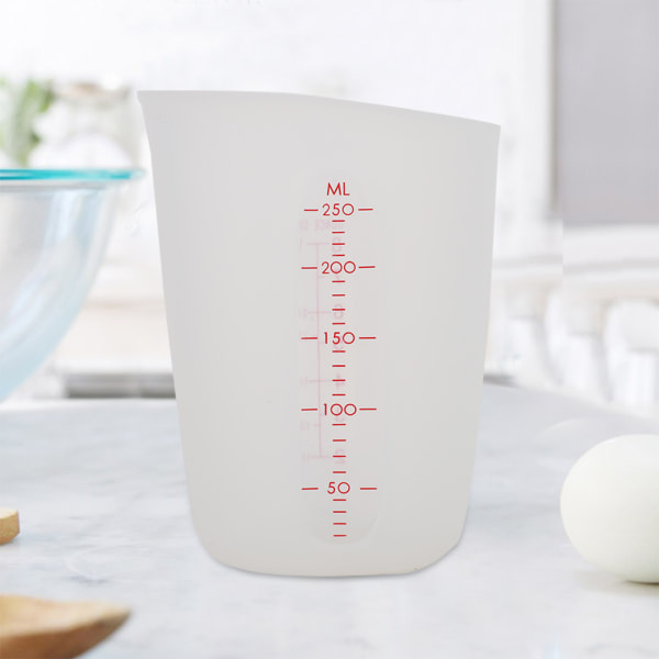 Läpinäkyvä Pehmeä Silikoninen Mitta-astia Visuaalinen Puoliläpäisevä Maitokulho (250ml)