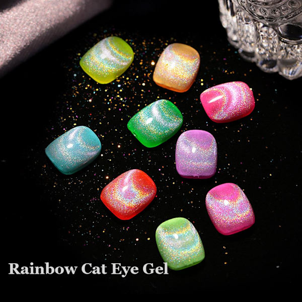 15 ml Regnbue Katteøye Gelé Fargerik Refleks Glitter Magnetisk