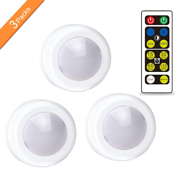 3 kpl LED-spotit valolla ja 2 kaukosäätimellä
