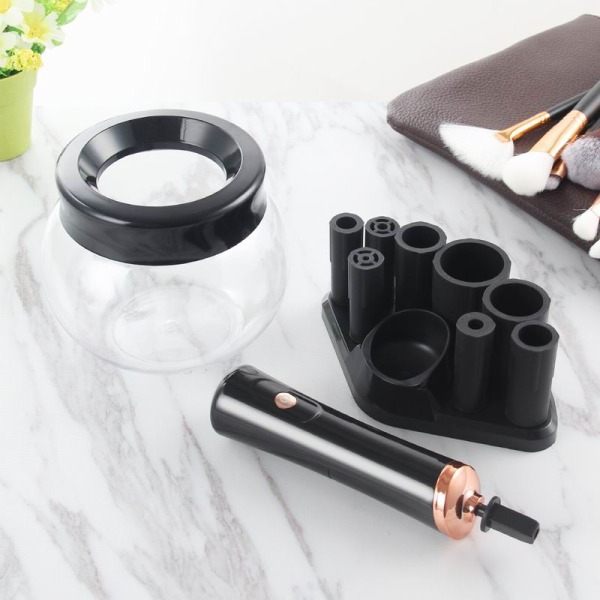 Pro Makeup Brush Cleaner Snabbtvätt Tork Rengöringsmaskin Black
