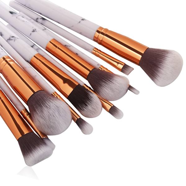 Elegant makeupbørste sæt Patie-Minerals 10 stk. pink/rosenguld
