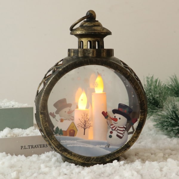 Julepynt LED Lys Rundt Hengende Lampe Bærbar White Small Size-Santa Claus