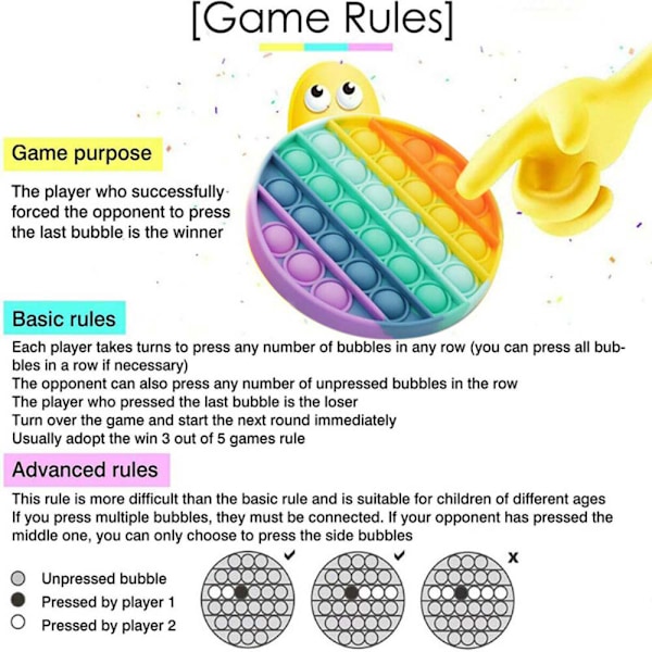 Regnbue Stressball Pop it Fidget Leke Sensorisk Trykk Boble
