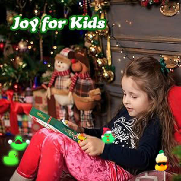 Julkalender med lysande vinyl-ankor, liten gul gummianka i blindbox-set A