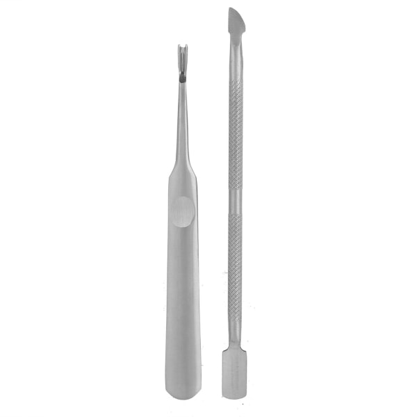 2 stk. rustfrit stål cuticle pusher Clipper Kit Pedicure Tool Dead Skin Remover Fork Pusher