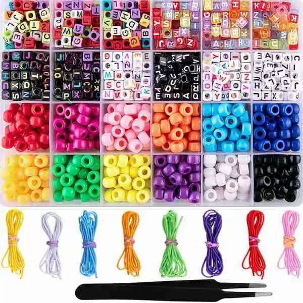 DIY Perleboks Sæt Bogstavperler Multifarvet  DIY Armbånd Halskæde Tilbehør 7
