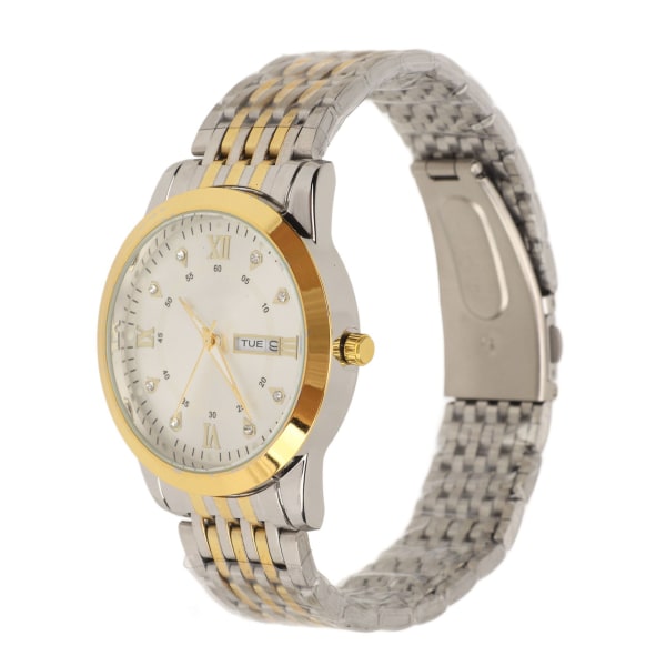 Miesten watch Quartz Day Date -vedenpitävä rento , casual , valoisa watch metalliseosrannekkeella Business Gold White