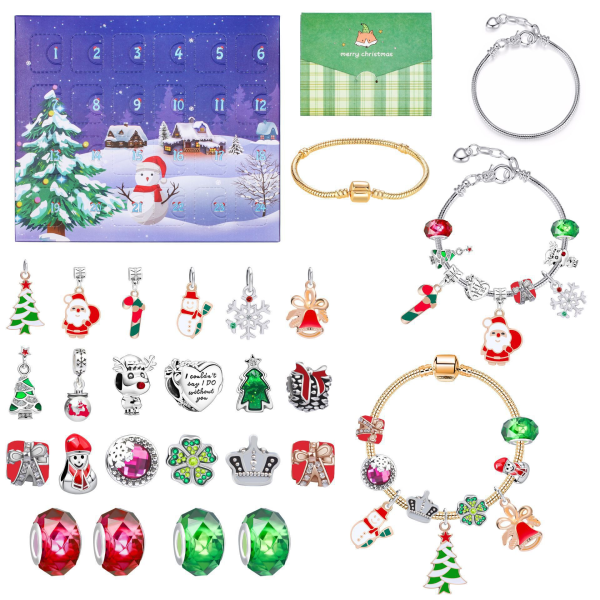 Gyllene Julnedräkningskalender Presentset DIY Pärl armband Advent Julgran Blind Box B