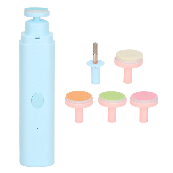 Elektrisk baby negltrimmer med mykt poleringshode, slipehode, baby neglklipper for hjemmebruk, blå
