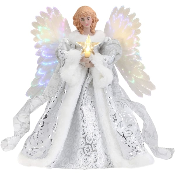 Christmas Angel Tree Topper Decoration, Classic Angel Statue Orna white