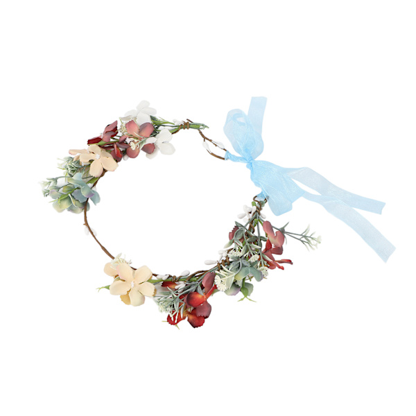 Kunstig blomsterkrans pannebånd Kvinner Utsøkt Elegant Hårkrans for Bryllup Fest (Oransje)
