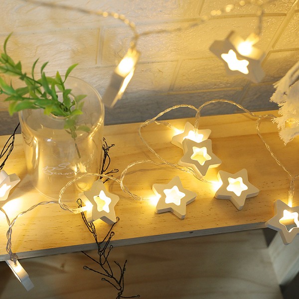 Jul Antikk Dekorasjon Liten Lyskjede Led Tre Pendel Juletre Lampe String Lyskjede Four-Color Love 6M40led