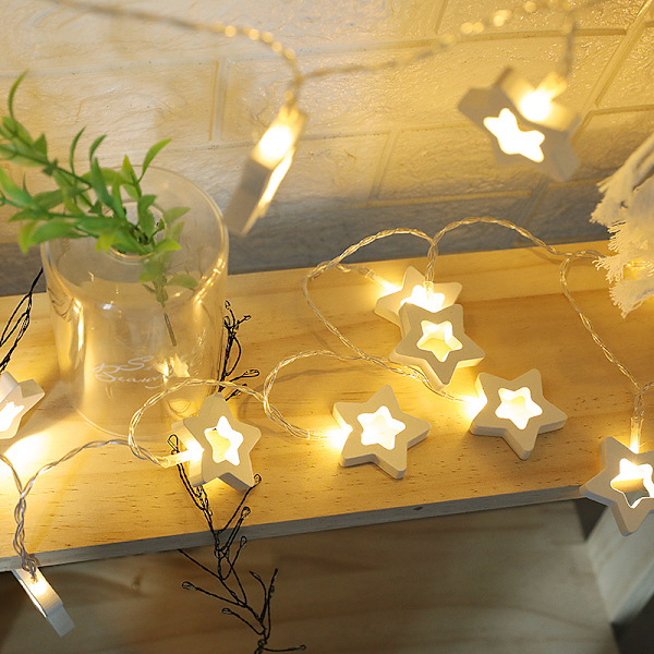 Julepynt Antik Dekoration Lille Lyskæde Led Træ Hængende Juletræ Lampe Lysstreng Lyskæde Four-Color Five-Pointed Star 1.5M10led