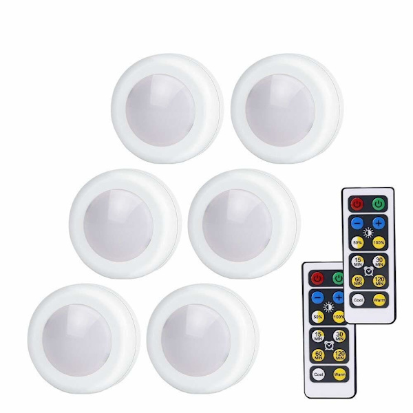 LED-spotit 2 kaukosäätimellä, 6 kpl