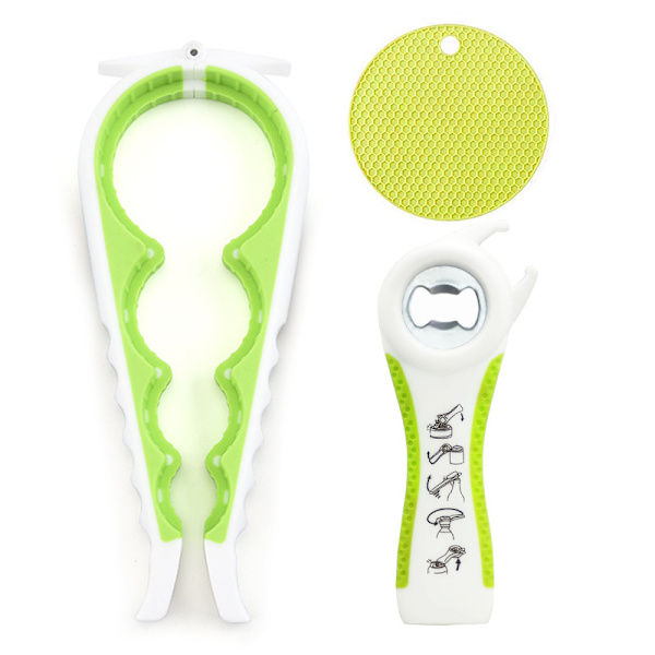 Monitoiminen pullonavaaja Tölkinavaajasetti, 5-in-1 olutpullonavaaja, 4-in-1 pullonavaaja, keittiön korkkiruuvi White and Green 3pcs