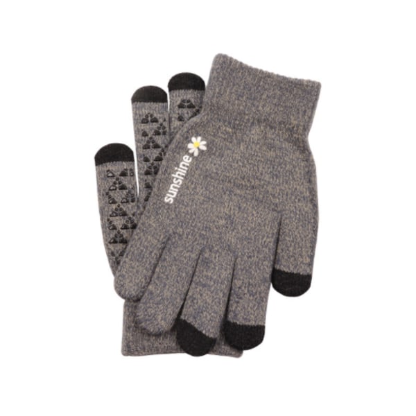 Varma handskar med fleecefoder Grå/svart/rosa (one-size) Grey