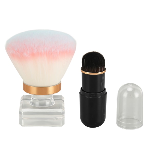 Svart Kapsel Kosmetisk Borste Set Syntetisk Fiber Rosa Blå Vit Rund Bas Form Makeup Borste
