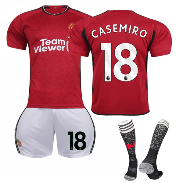 23-24 Manchester United Home Football Kids' Shirt No 18 Casemiro 24