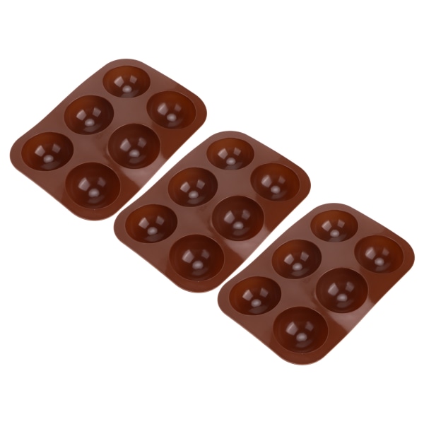 3 stk. 6 Huller Silikon Bageform Halvkugle Chokolade Bombe Form til Kage Pudding