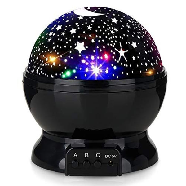 LED Automatisk Roterende Stjernelys Liten Nattelys USB Stjernelys Projeksjonsbordlampe Nattelys Black Starry Sky DC  5V