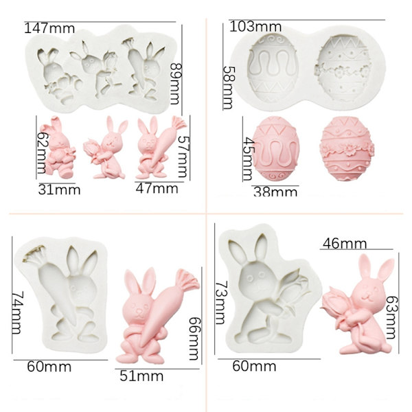 3D Påskägg Kanin Silikonform