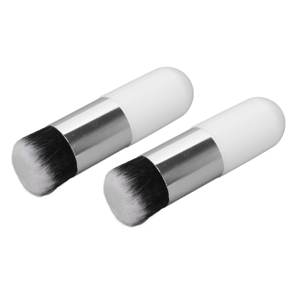 2 stk Foundation børste kunstfiber blød komfortabel bærbar makeup børste til kvinder hvid sølv