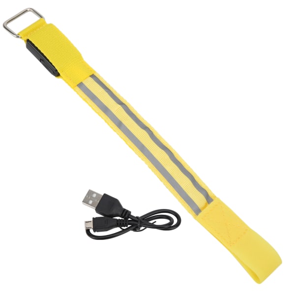 Reflekterende LED-lys Armbånd sikkerhetsbelte med doble lysende striper USB-lading for utendørs nattløp