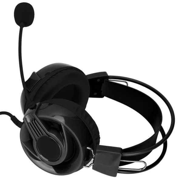 Gaming Headset med kabel, komfortabel, multifunksjonell, flerfarget RGB-hodetelefon med omnidireksjonell mikrofon, svart