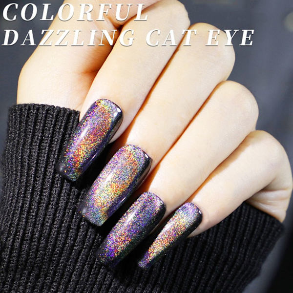 15 ml Regnbue Katteøye Gelé Fargerik Refleks Glitter Magnetisk