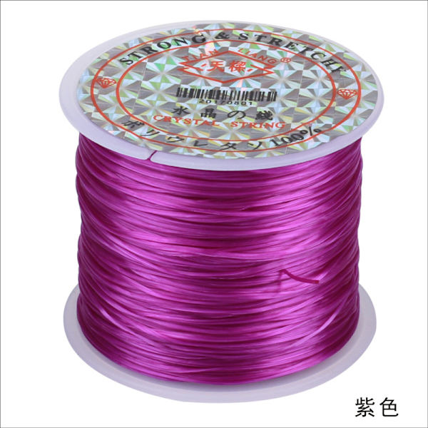 Värillinen joustava lanka, kristallilanka, helmilanka, rannekelanka, -60 metriä kudottua rannekorua DIY purple