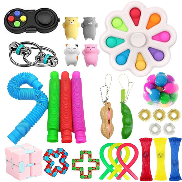 28-pak Fidget-legetøjssæt Pop it-sanselegetøj til voksne og børn