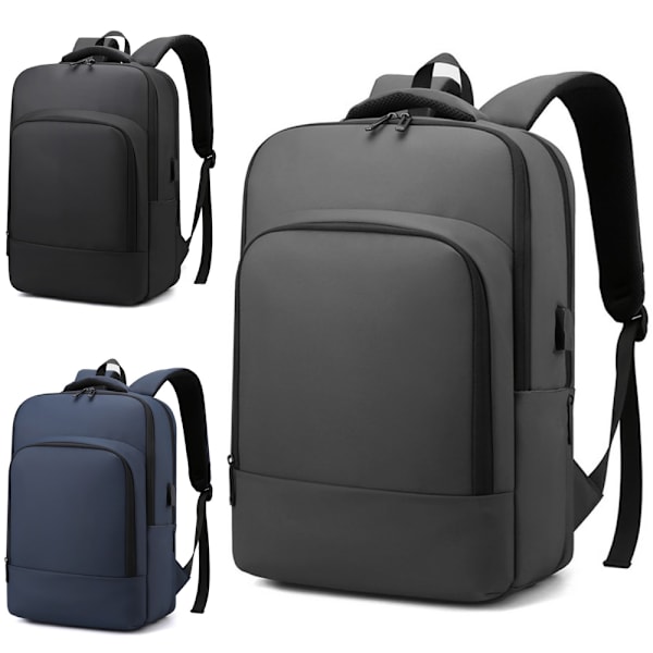 USB-ryggsäck för laptop, multiryggsäck, blå, 16 tum