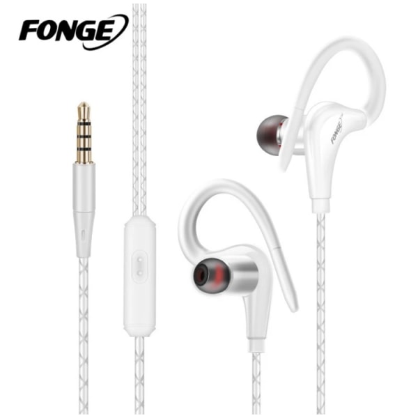 Fonge S760 Sport In-ear-hodetelefoner med mikrofon (øretelefon) Hvit