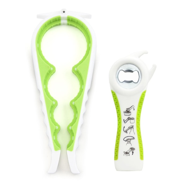 Multifunktionell flasköppnare, burköppnare set, 5-i-1 ölflasköppnare, 4-i-1 flasköppnare, kökslockskruv White and Green 2pcs